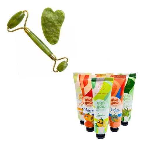 Set 5 Cremas Kawaii + Rodillo Jade + Guasha