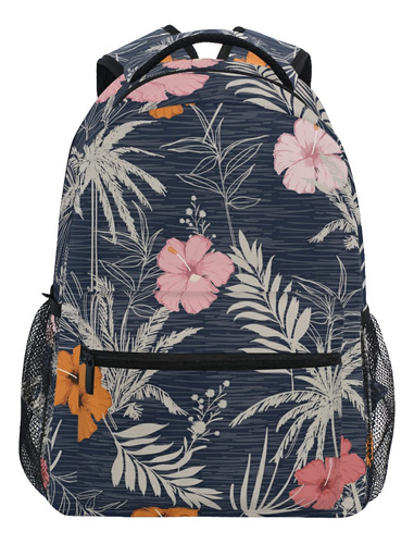 Moda Hawaii Tropical Exotica Flor Hibisco Hoja Palma Mochila