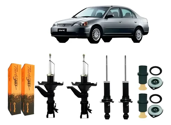 Par Amortecedor Diant + Trasei + Kit Civic 2003 A 2005 Cofap