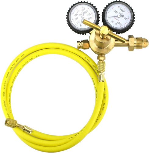 Nitrogen Gas Regulator 0-600 Psi, W/hose, Brass