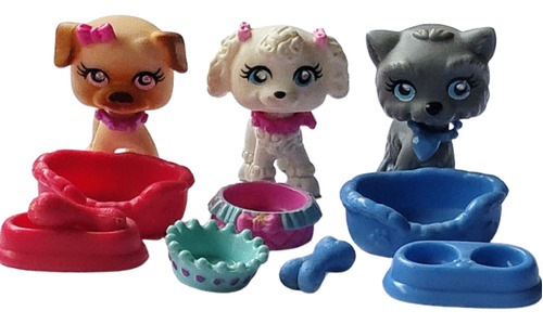 Pack Set Sparklin Pets Polly Pocket Mattel Perros Y Gato 