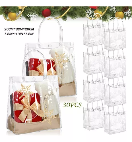 Paquete de 20 bolsas de regalo transparentes con asa, bolsas de regalo  transparentes para regalos, bolsas de regalo transparentes para bodas,  bolsas