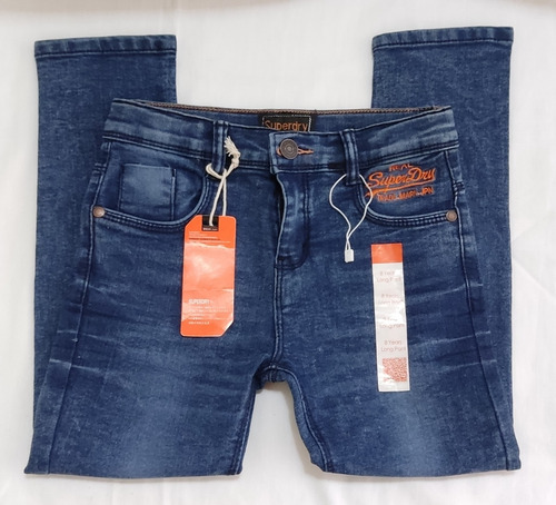 Pantalón Superdry De Niño, Talla 8, Azul Prelavado.