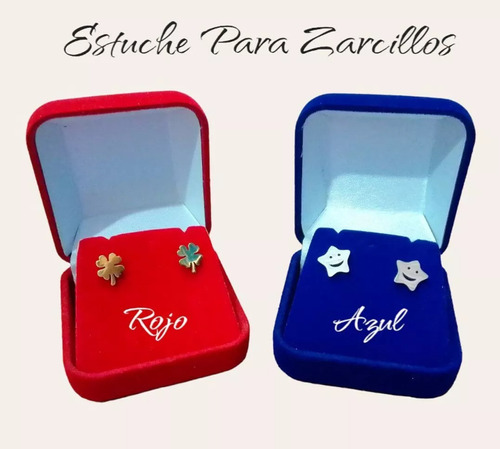 Estuche De Gamuza Para Zarcillos Rojo & Azul 