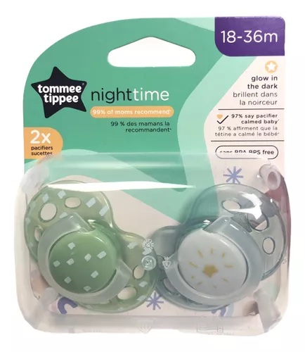 Chupete Tommee Tippee Night Time 6-18 M Pack x 2 I LOVE