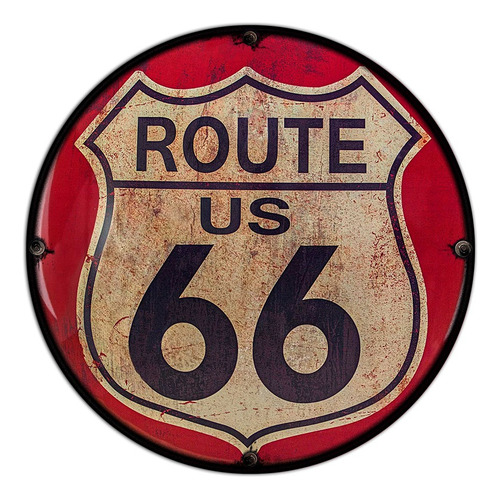 #549 - Cuadro Decorativo Vintage - Route 66 Ruta Auto Retro