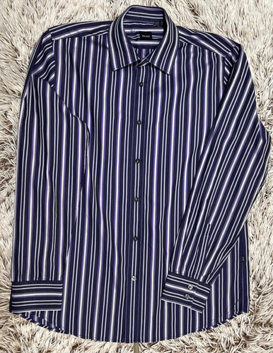 Camisa Hugo Boss Morada De Rayas Para Hombre Talla L