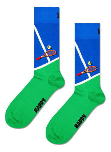 Calcetines Happy Socks Originales Tenis Unisex Raqueta Multicolor Estampado 26 - 30 Cm