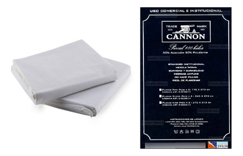 Pack X2 Sabanas Planas Cannon Hoteleras Queen Size 180 Hilos