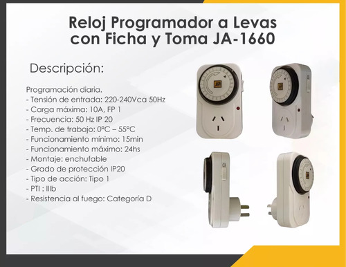 Timer Temporizador Mecanico Para Enchufe 10a 220v