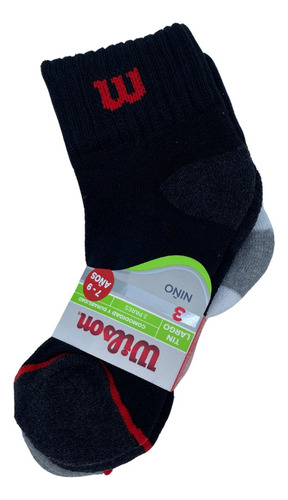 Calcetas De Niños Wilson 6 Pares Blanco Gris Y Negro Liso 17.5-21.5cm