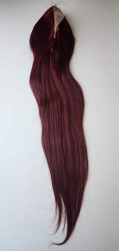 Cabello Humano Peluca Lace Front Rojo Borgoña Larga 100 Cm Rojo Borgoña M