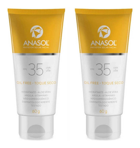 2 Protetor Solar Facial Fps35 Toque Seco 60g - Anasol