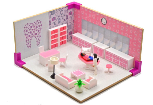 Muebles Para Maquetas. Diorama Consultorio Dental Rosa