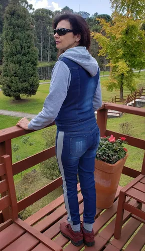 Conjunto jeans com moletom feminino 2025