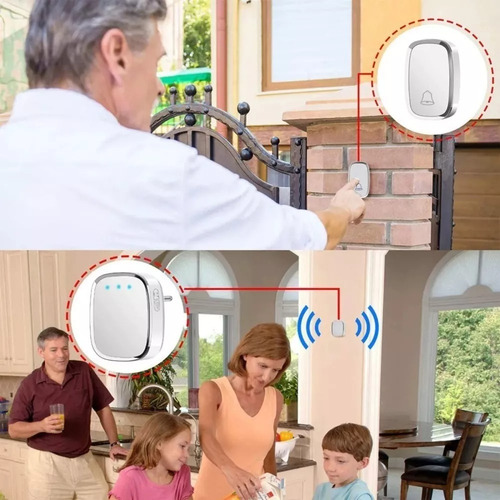 Timbre Inalámbrico Impermeable Con Luz Led 1 Transmiso 2 Rec