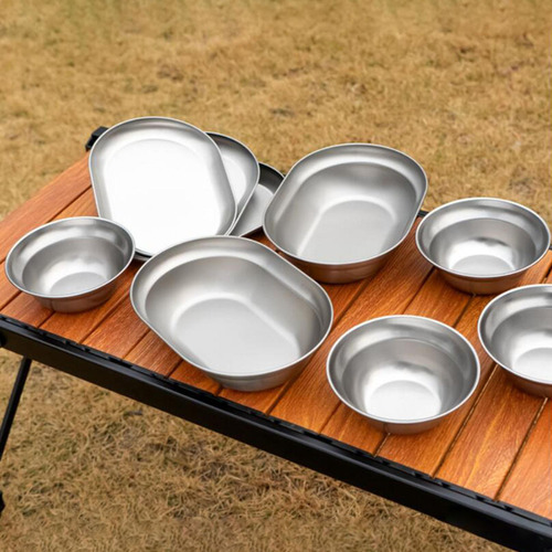 Juego De Platos Y Tazones De Acero Inoxidable, Utensilios
