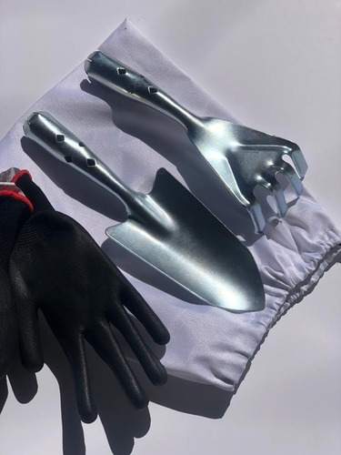 Imagen 4 de 4 de Set Herramientas De Jardineria Guantes Pala Rastrillo Acero