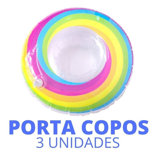 Mini Boia Para Copos Latas Piscina Verão Arco-íris Divertido