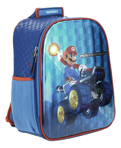 Mochila Chica Preescolar Kinder Chenson Mario Bros Kart Mb65724-9 Coleccion Markt Color Azul