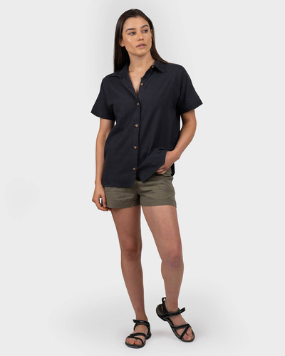 Camisa Lino Ginka Mujer Black Gnomo