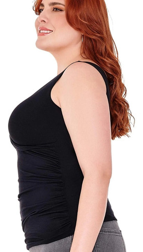 143395 Top Blusa Ilusion Plisada Ajustada Escote Extra Suave