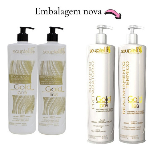Kit Escova Progressiva Profissional Gold Liss Soupleliss 1l