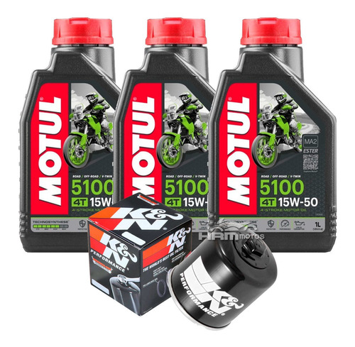 Filtro De Óleo K&n Hornet 600 08/.+3 Litros Motul 5100 15w50