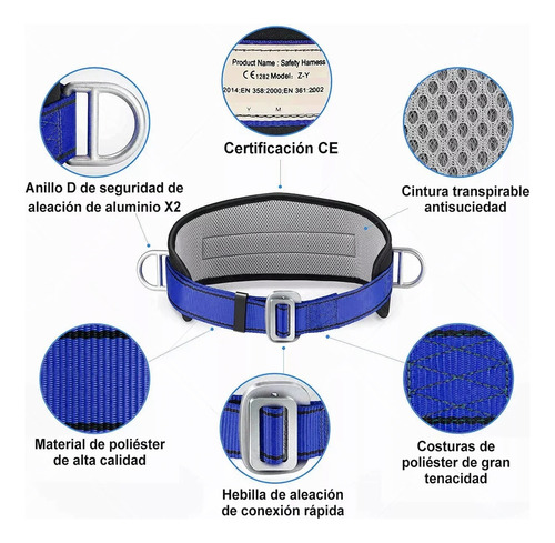 Cinturón De Seguridad Contra Caídas Para Liniero Certificado Xl Azul