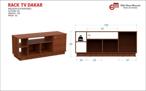 Imagen 4 de 7 de Rack Mueble De Tv Dakar Melamina Mesa Tv