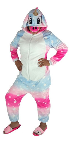 Combo Pijama De Unicornio Para Niños + Pantuflas Unicornio