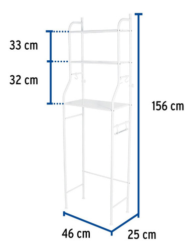 Mueble Organizador Blanco Para Baño 3 Repisas Foset 47907