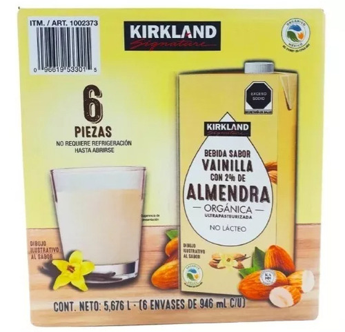 Bebida De Almendra Organica Sin Azucar Kirkland 6/946 Ml