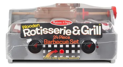 Melissa & Doug Set De Barbacoa Con Asador Y Parrilla – 24 Piezas De Madera Para Juego De Simulación – Incluye Comida, Utensilios Y Salsa – Regalo Para Niños De 3 A 7 Años