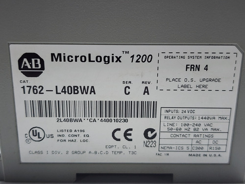 Clp Allen-bradley Micrologix 1200 Frn 4 - 1762-l40bwa