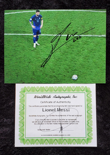 Lionel Messi Barcelona Argentina Afa Autógrafo En Foto 5x7