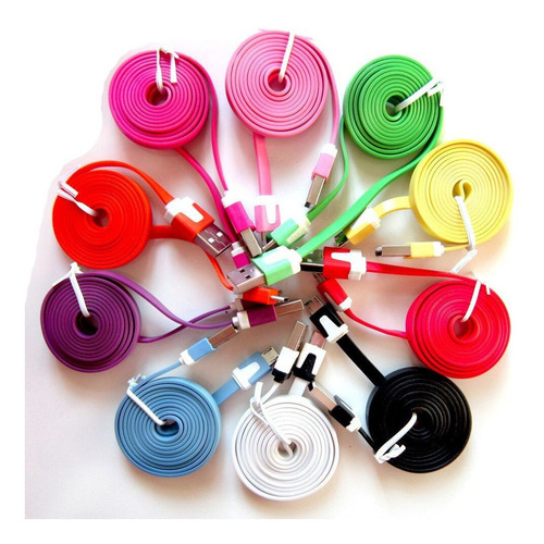 Imagen 3 de 7 de Cable Joystick Ps4 Micro Usb Flat V8 Usb Carga Datos Colores