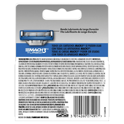 Imagen 3 de 3 de Repuestos para afeitar Gillette Mach3 Turbo 4 u