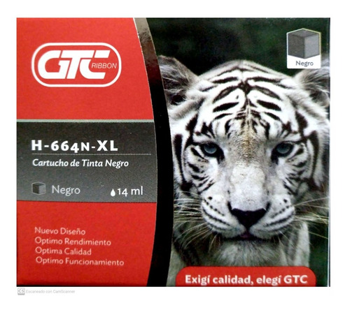 Cartucho Alternativo Gtc 664xl Negro P/ Hp 2600 Pack X2 Ud