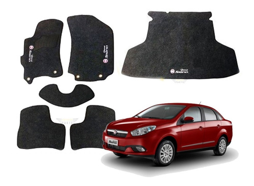 Kit Grand Siena Tapetes Internos E Porta Malas Carpete Preto