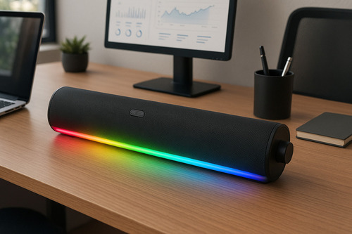 Caixa Som Soundbar Gamer Bluetooth Computador Pc Led Rgb 20w Cor Horus