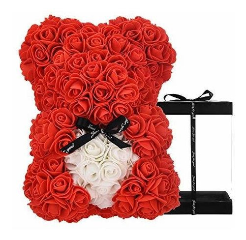 Regalo Para Mujer, Oso De Rosa Con Flores Artificiales, Oso 