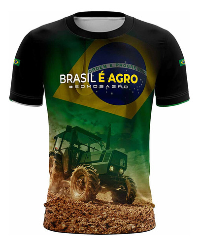 Camisa Camiseta Brk Brasil É Agro Fazenda Trator Com Uv50