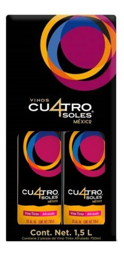 Vino Tinto Cuatro Soles 750 Ml Pack 2 Pzs