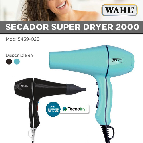 Imagen 3 de 7 de Secador De Pelo Profesional Wahl Super Dry 2000w 2 Boquillas