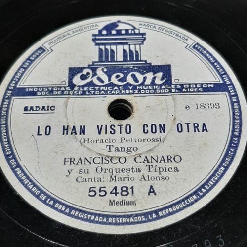 Pasta Francisco Canaro Mario Alonso Carlos Roldan Odeon C468