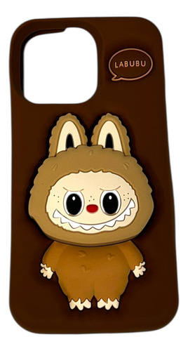 Funda Diseño Labubu Para Iphone 12 13 14 15 16pro 16 Pro Max Marrón Oscuro Geométrico 12/12 Pro