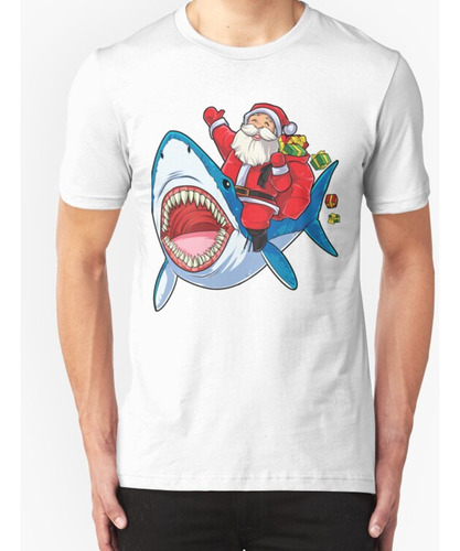 Franela  santa Riding Shark Navidad