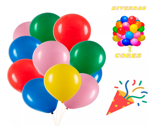 Bexiga Balão Liso Candy Nº16 12 Unidades Diversas Cores Cor Azul Candy Balão Candy