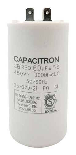 Capacitor Marcha Gold Line 60 Uf Microfaradios 400 Vac